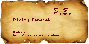 Pirity Benedek névjegykártya